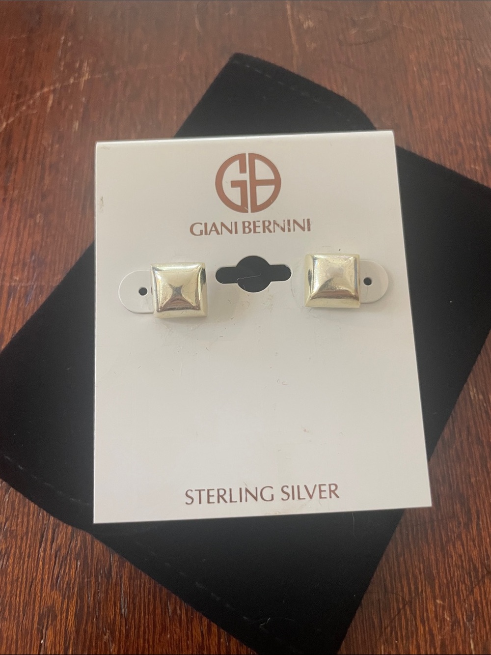 Giani Bernini Sterling Silver Square / Soft Pyramid Stud Earrings. NWT